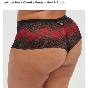 Boudoir Lattice Back Cheeky Panty Red and Black